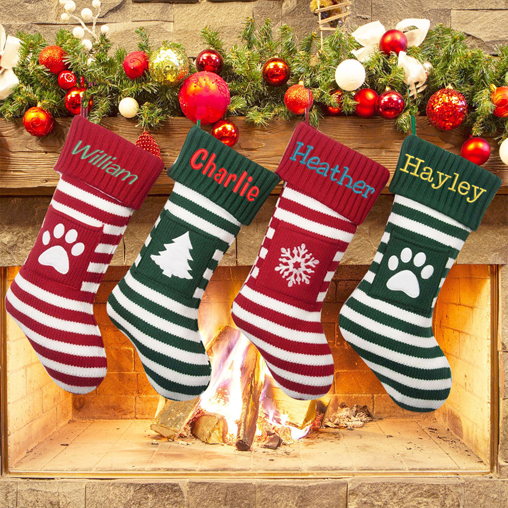 Personalized Embroidered Paw Christmas Stocking | MCGift49