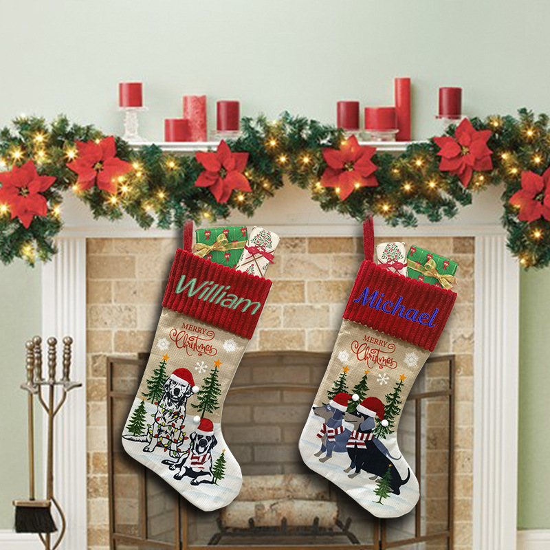 Personalized Embroidered Puppy Christmas Stocking | MCGift45