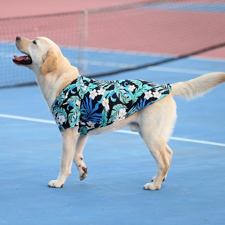 Personalized Leather Patch Hawaiian Pet Shirt | BKPet51