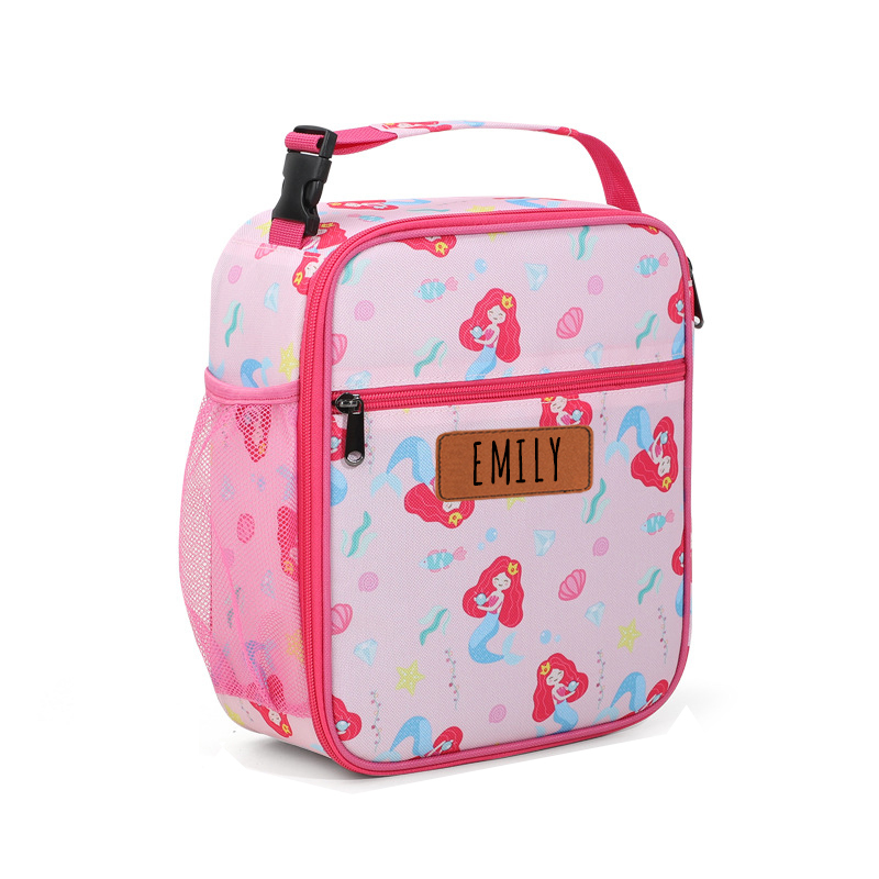 Personalized Leather Patch Kids Cute Lunch Bag