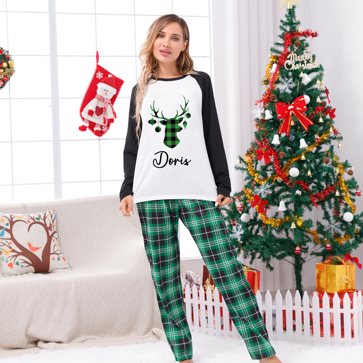 Personalized Matching Family Christmas Pajamas Set | CWFamily05