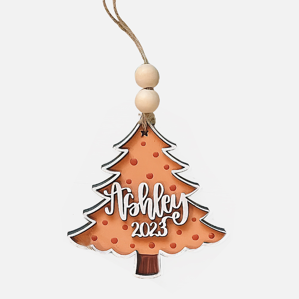 Personalized Colorful Christmas Tree Wood Ornament | MCGift69
