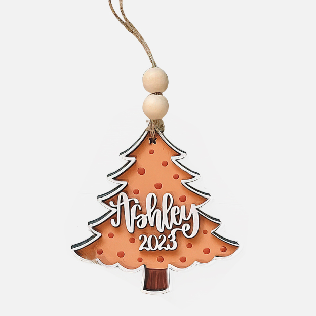 Personalized Colorful Christmas Tree Wood Ornament | MCGift69