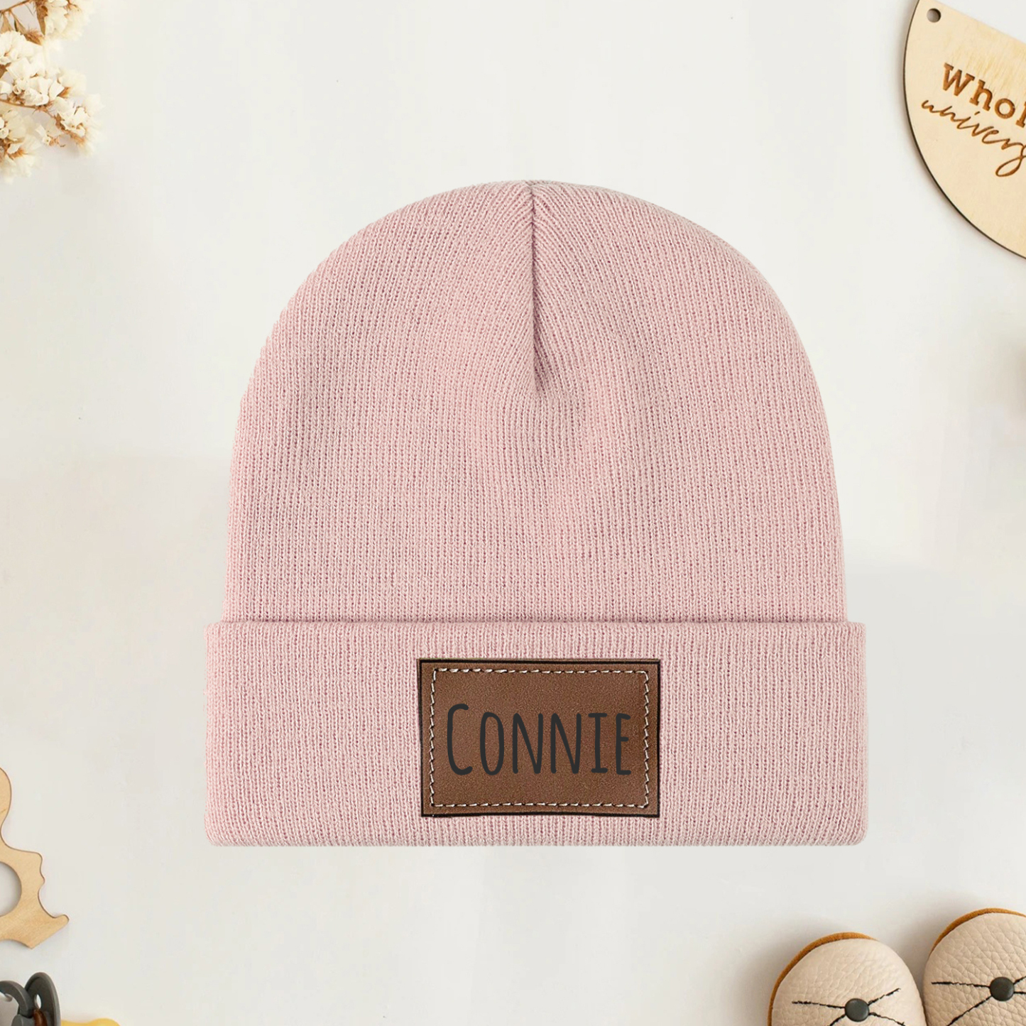 Personalized Leather Patch Beanie for Comfort & Unique | HSKid37