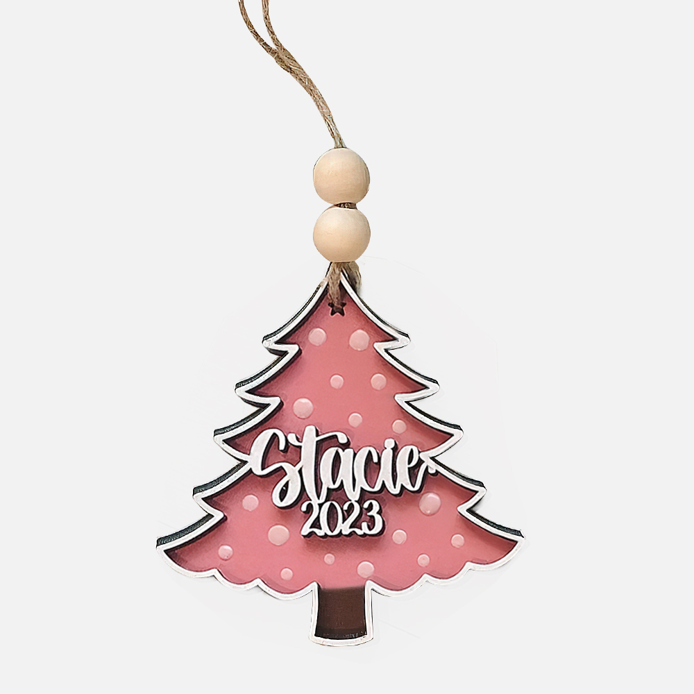 Personalized Colorful Christmas Tree Wood Ornament | MCGift69