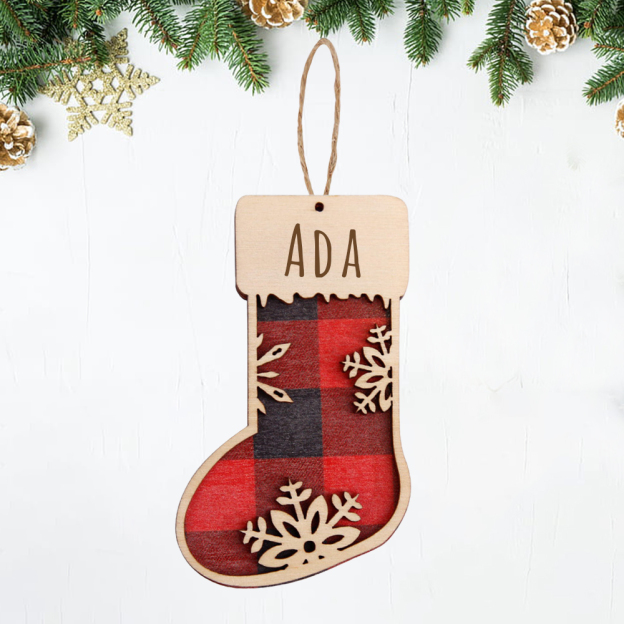 Personalized Wooden Christmas Stocking Ornaments | MCGift44