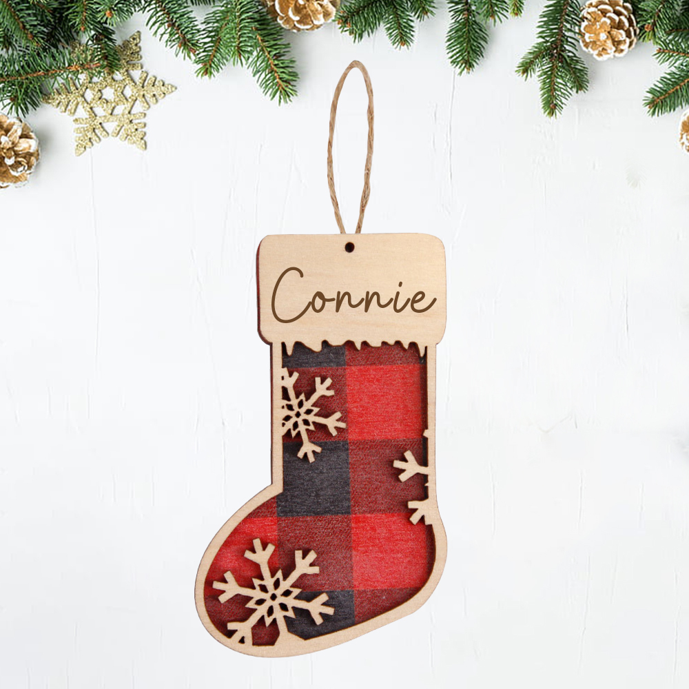 Personalized Wooden Christmas Stocking Ornaments | MCGift44