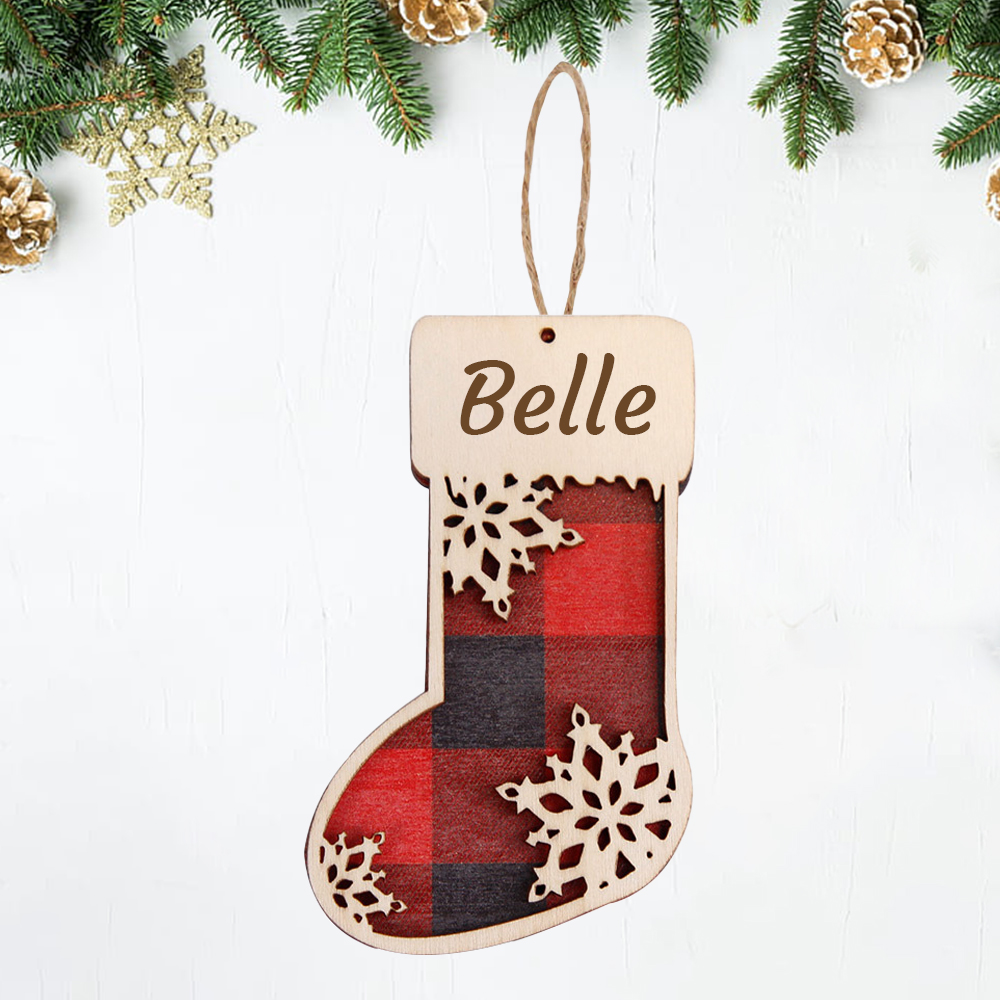 Personalized Wooden Christmas Stocking Ornaments | MCGift44