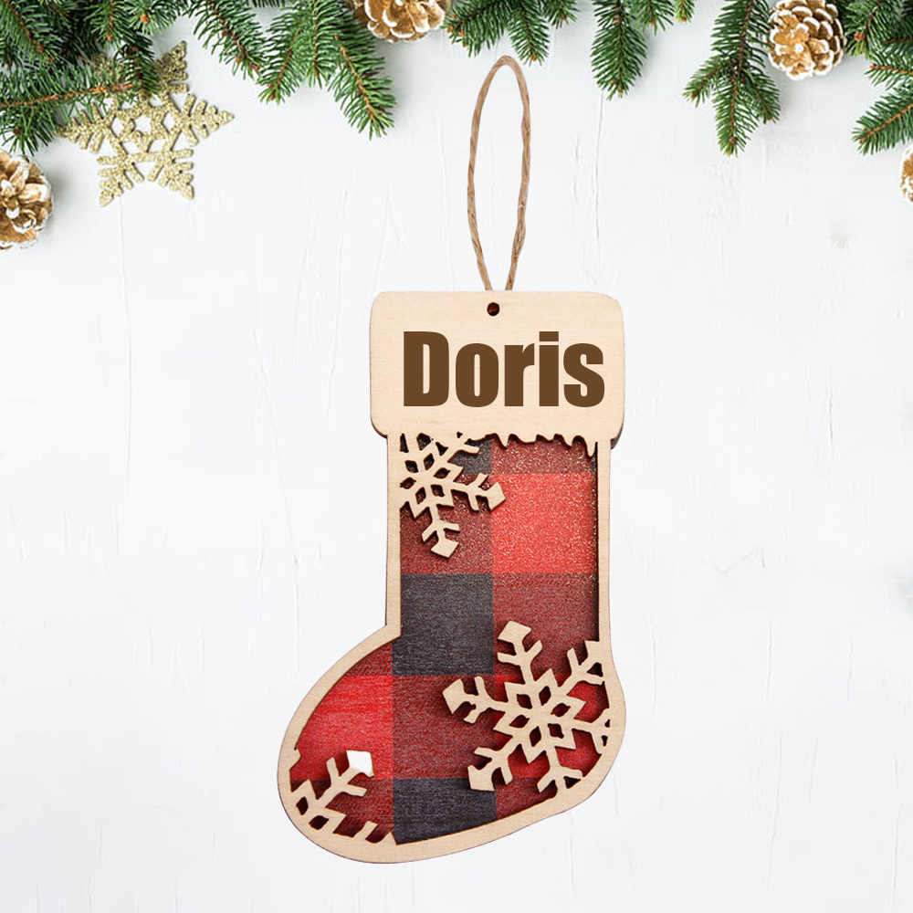 Personalized Wooden Christmas Stocking Ornaments | MCGift44