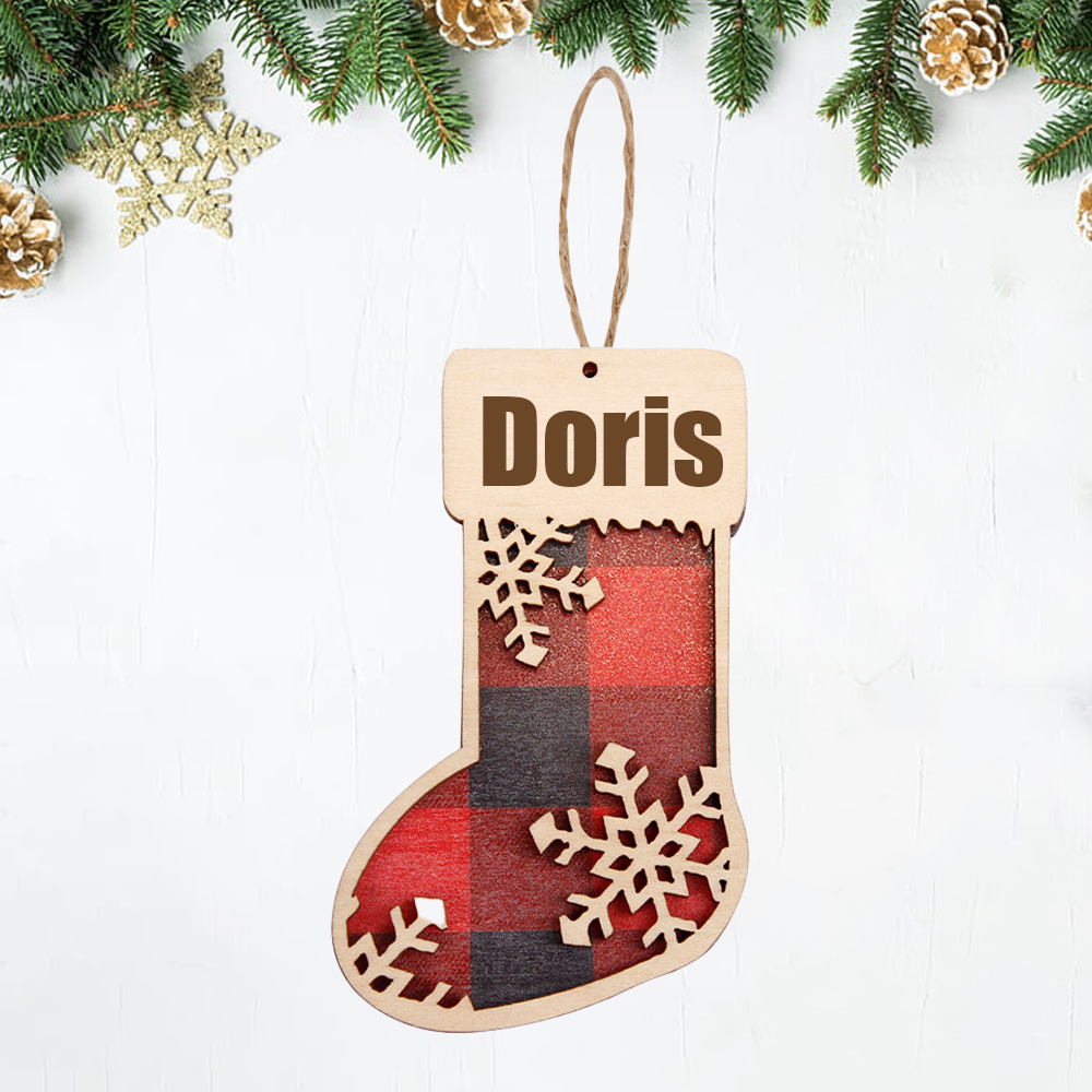 Personalized Wooden Christmas Stocking Ornaments | MCGift44
