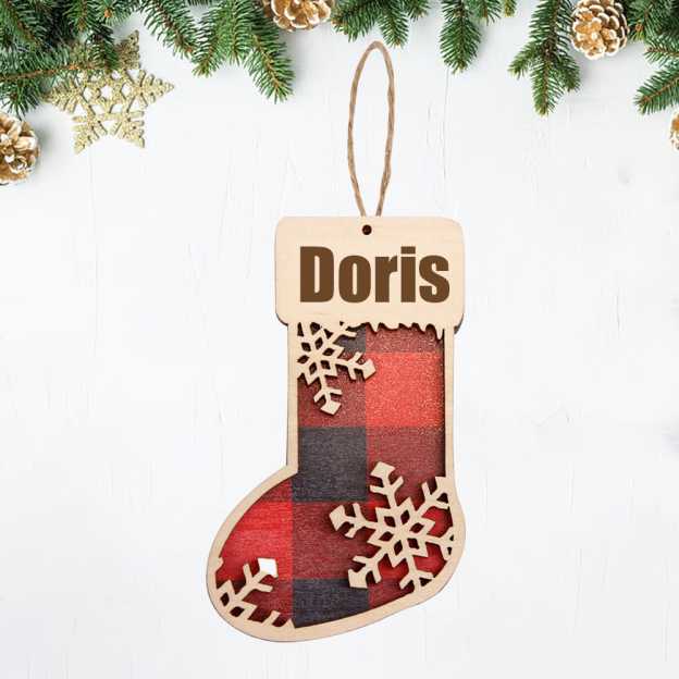 Personalized Wooden Christmas Stocking Ornaments | MCGift44