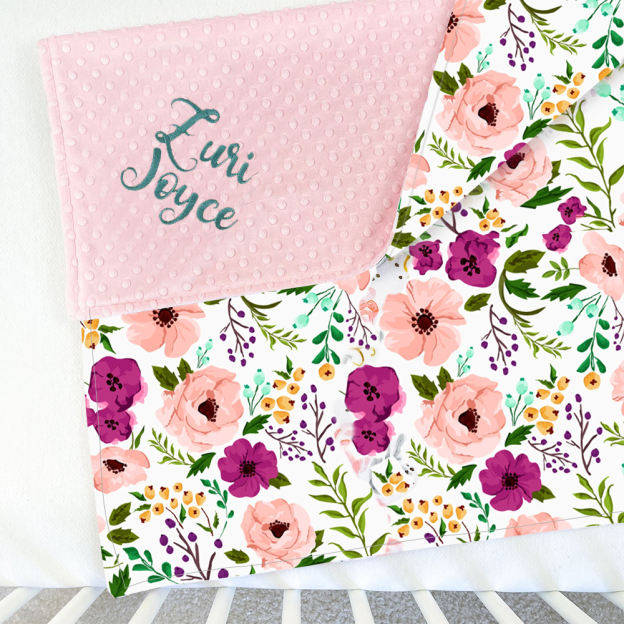 Personalized Lovely Kid Vintage Floral Baby Blanket for Comfort & Unique | CWBaby55