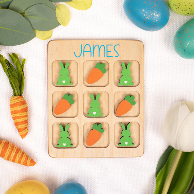 Personalized Kid Wooden Easter Gift Tic Tac Toe | CWEaster94