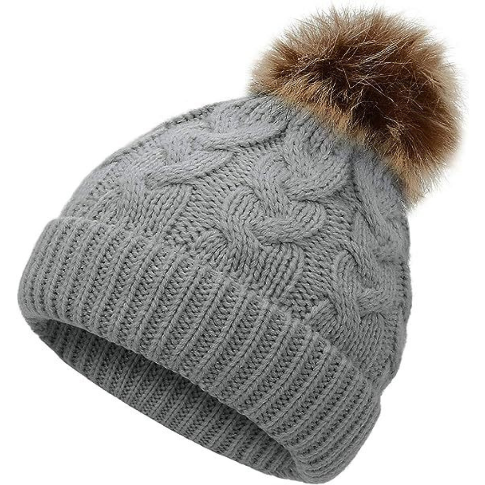 Personalized Faux Leather Patch  Pom Pom Beanie| HSKid40
