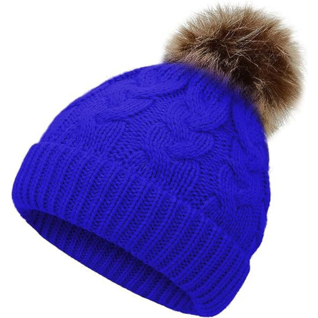 Personalized Faux Leather Patch  Pom Pom Beanie| HSKid40