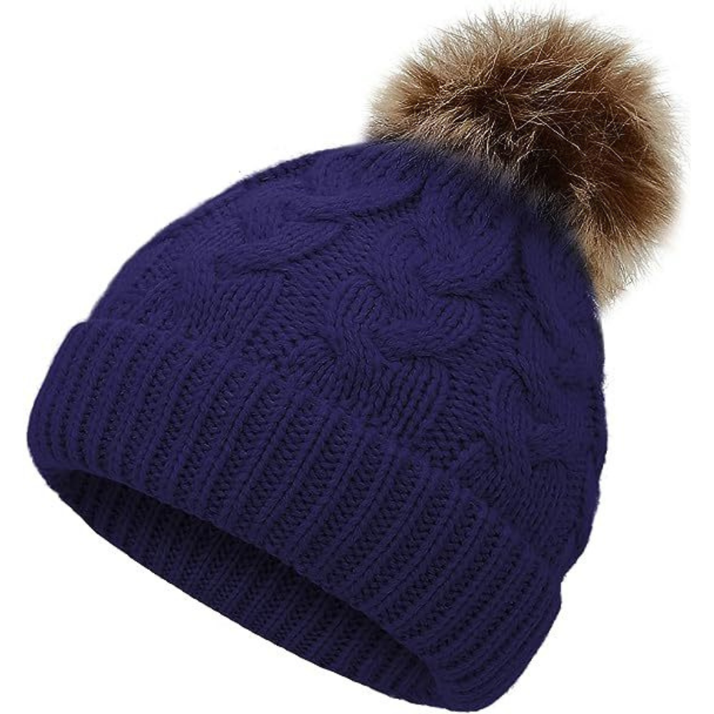 Personalized Faux Leather Patch  Pom Pom Beanie| HSKid40