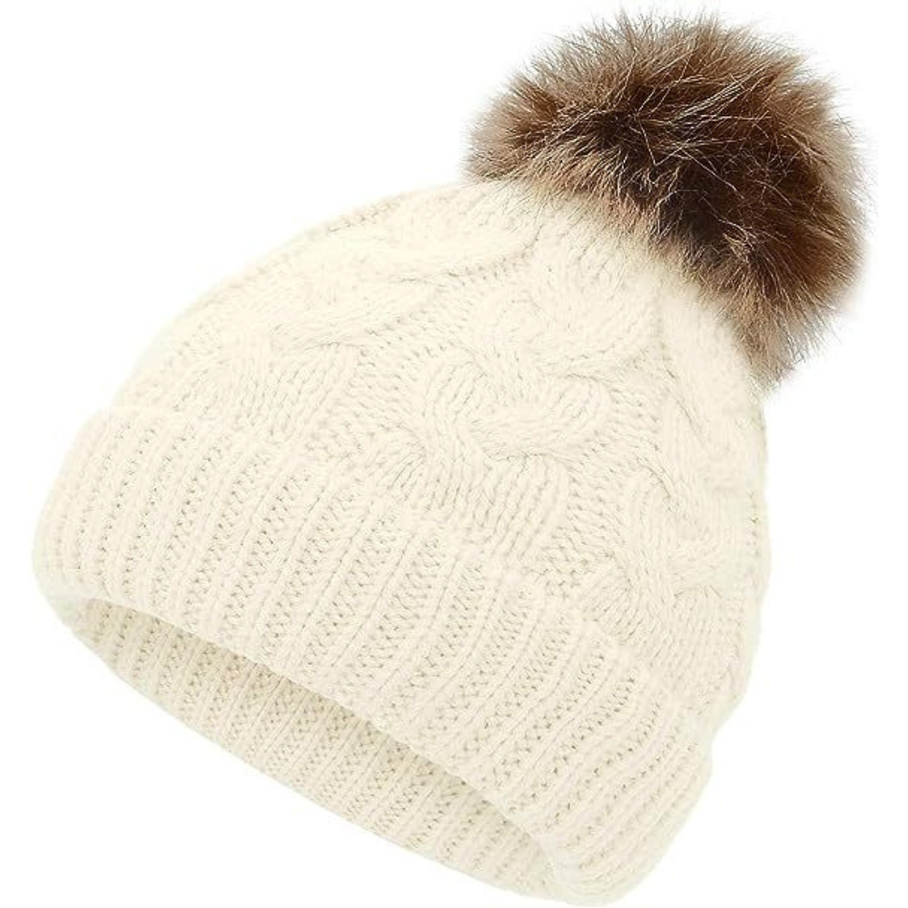 Personalized Faux Leather Patch  Pom Pom Beanie| HSKid40