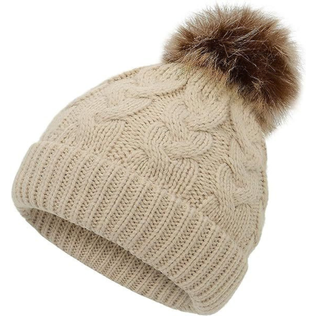 Personalized Faux Leather Patch  Pom Pom Beanie| HSKid40