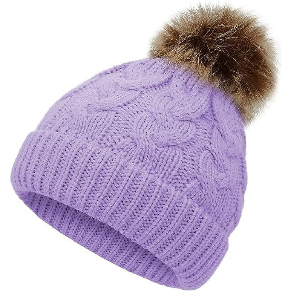 Personalized Faux Leather Patch  Pom Pom Beanie| HSKid40