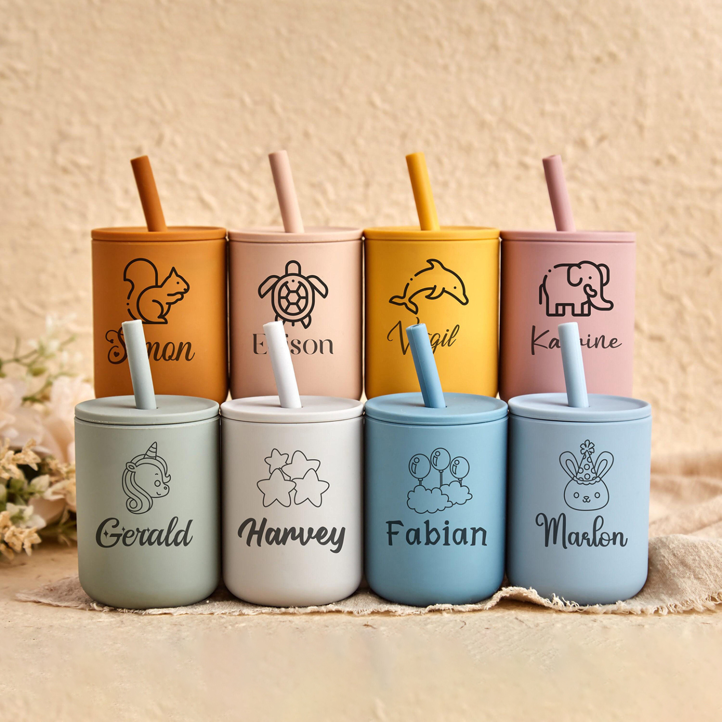 Personalised Baby Food Grade Sippy Silicone Cup  | CWBaby213