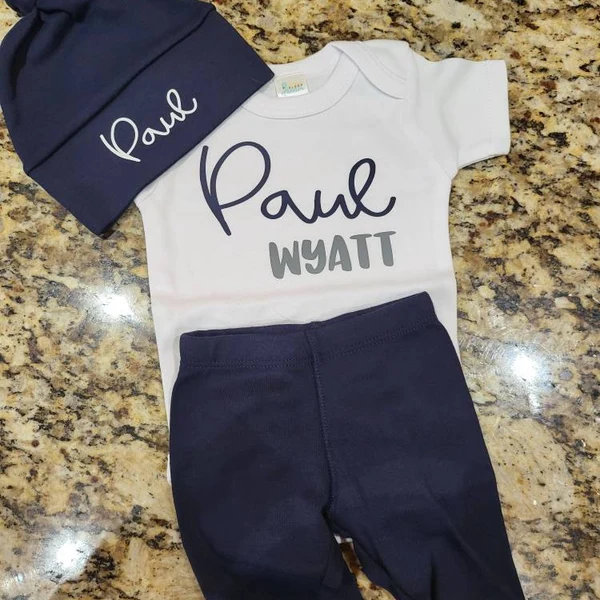 Personalized Baby Boy Coming Home Outfit Set | CWBaby170