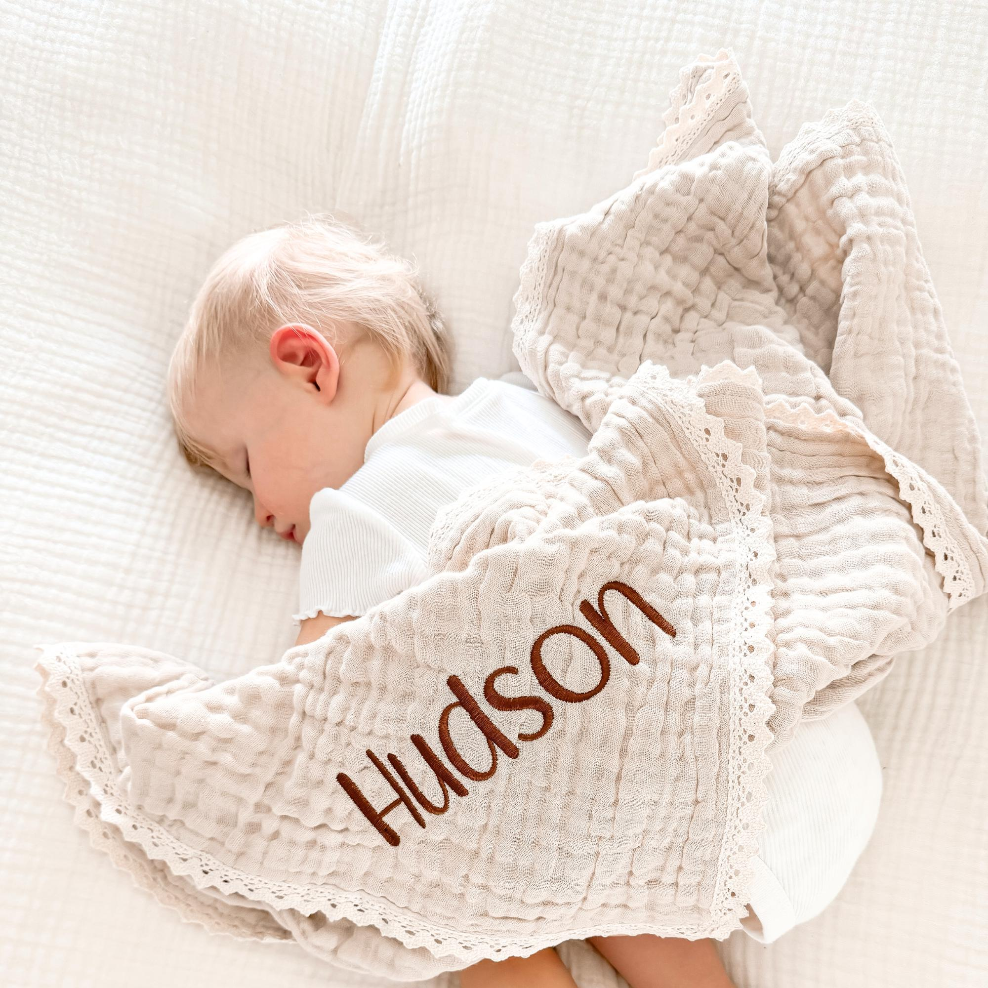 Personalized Embroidered Name Baby Swaddle Blanket for Unique Gift | CWBaby78