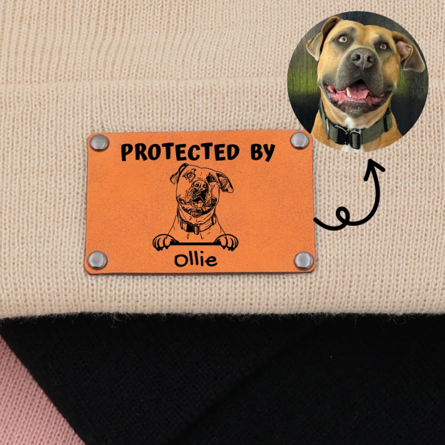 Personalized Vegan Leather Patch Baby Puppy Beanie | HSKid39