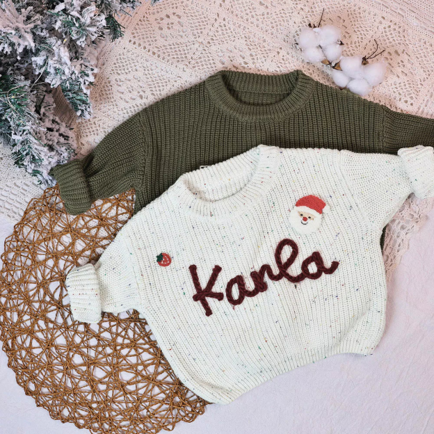 Personalized Hand embroidered Name Baby Sweater | CWBaby110