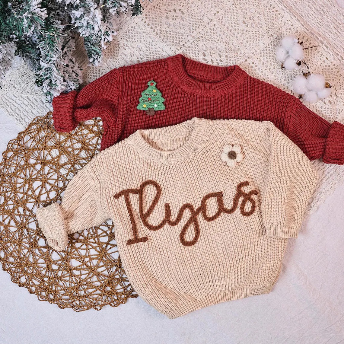 Personalized Hand embroidered Name Baby Sweater | CWBaby110