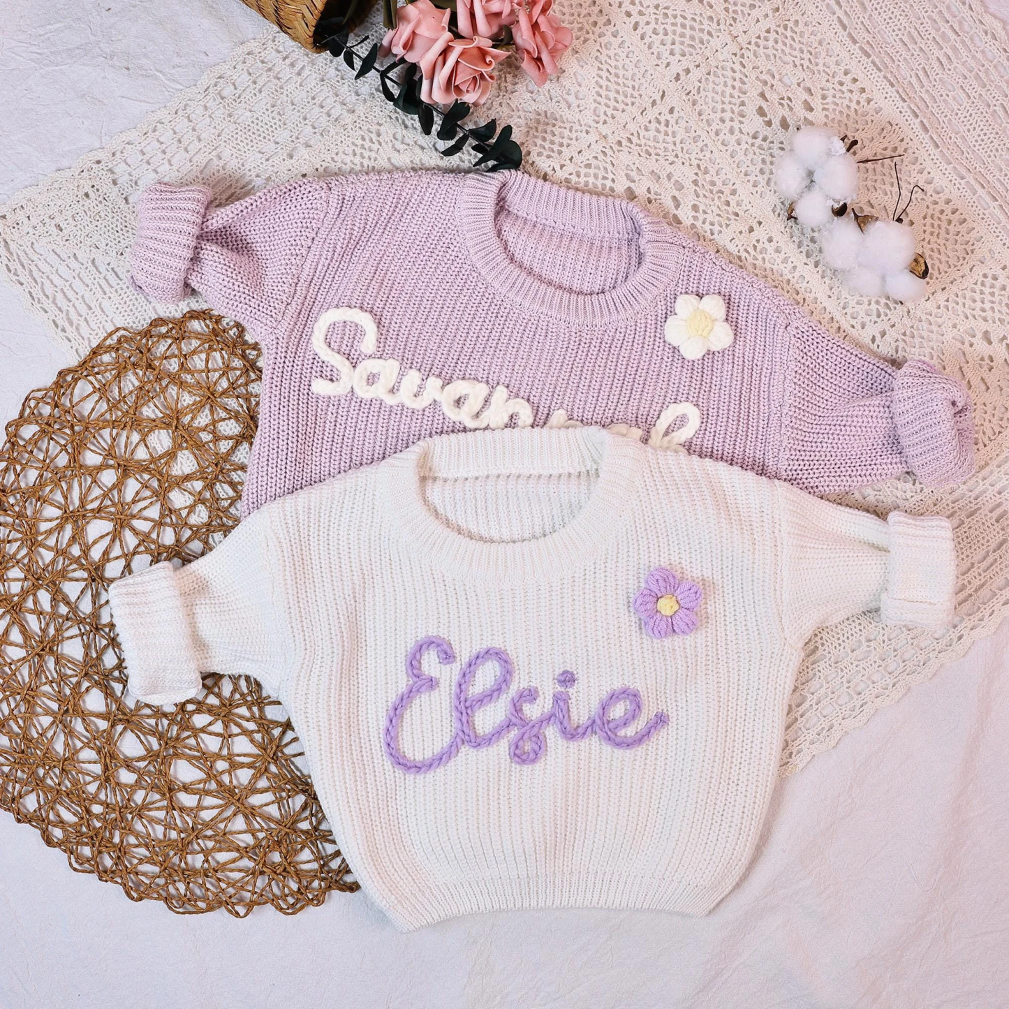 Personalized Hand embroidered Name Baby Sweater | CWBaby110