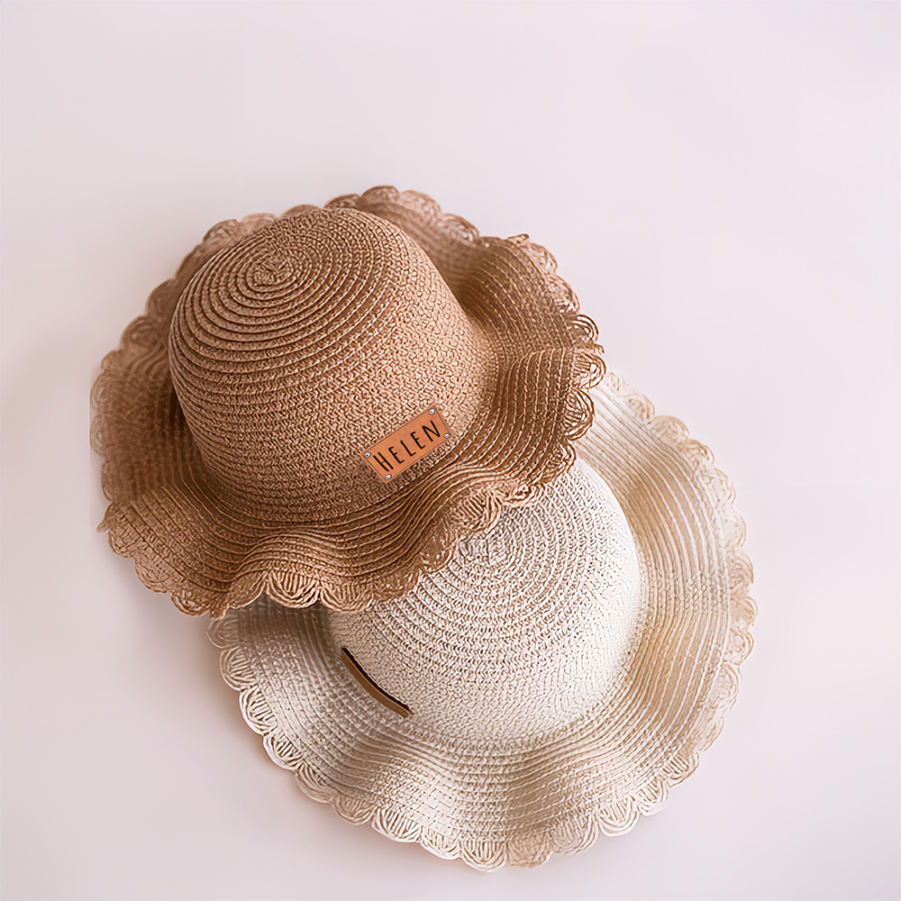 Personalized Summer Leather Patch Straw Hat for Comfort & Unique | CWBeach35