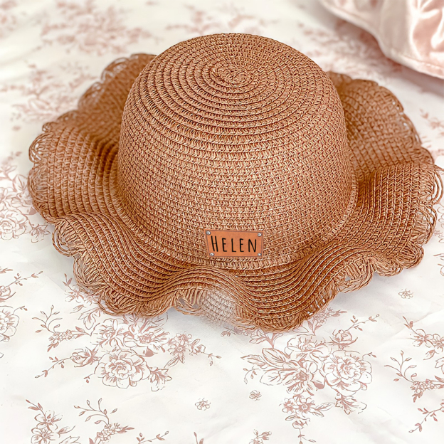 Personalized Summer Leather Patch Straw Hat for Comfort & Unique | CWBeach35