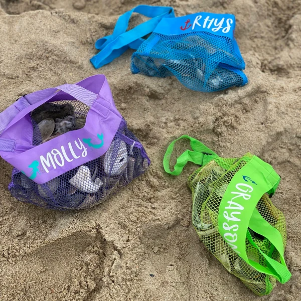 Personalized Lovely Seashell Mesh Beach Bag | CWBeach0201