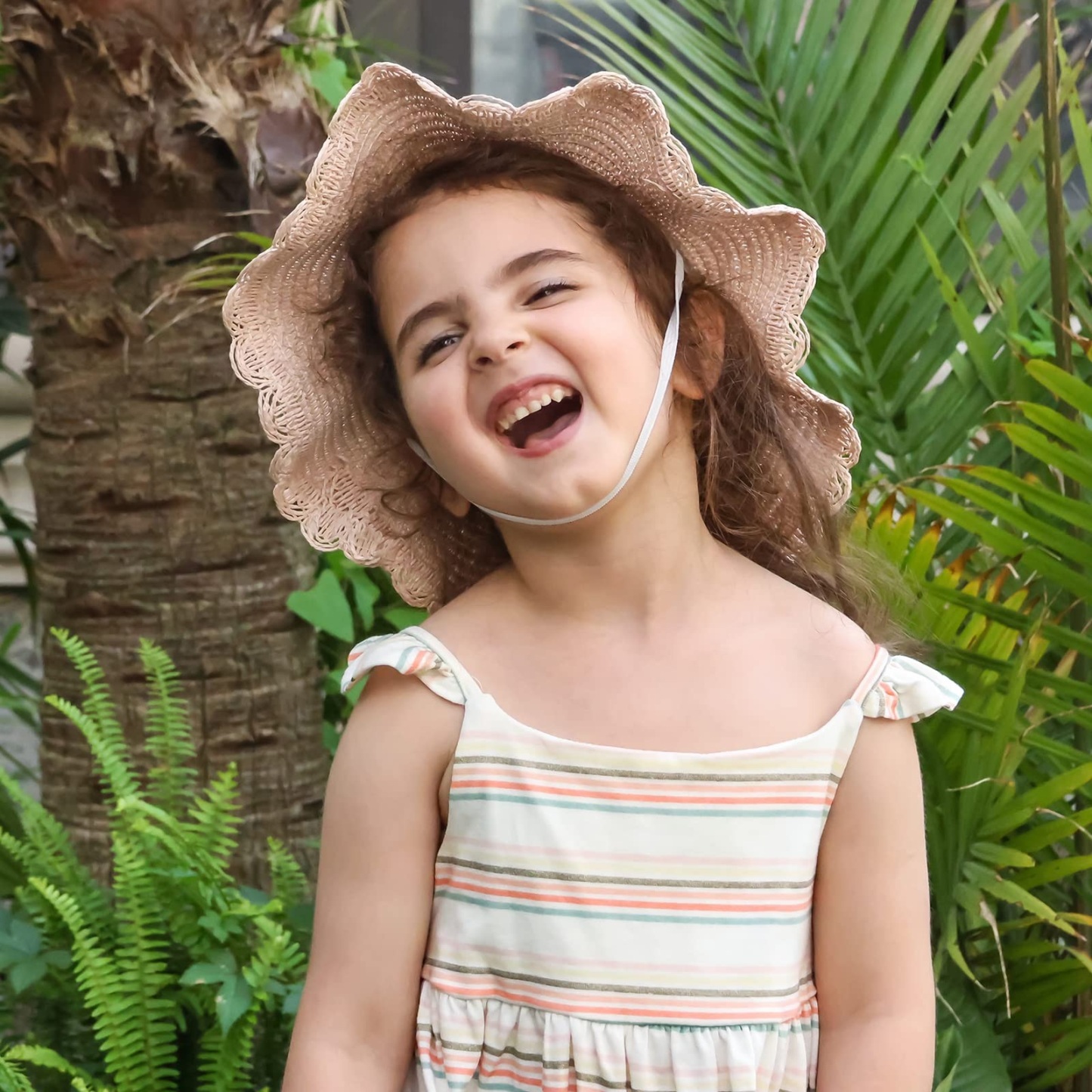 Personalized Kid Hand Embroidered Straw Hat With Flowers | CWBeach3501