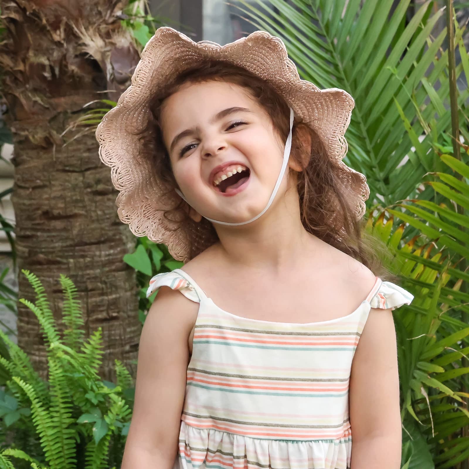 Personalized Kid Hand Embroidered Straw Hat With Flowers | CWBeach3501