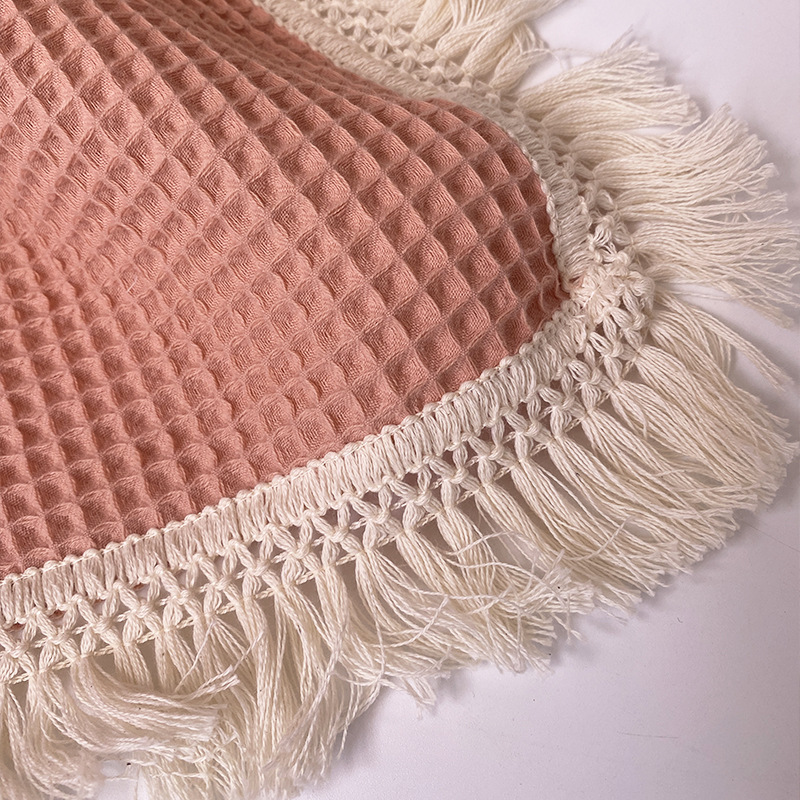 Personalized Embroidered Waffle Tassel Blanket for Comfort & Unique| CWBaby47