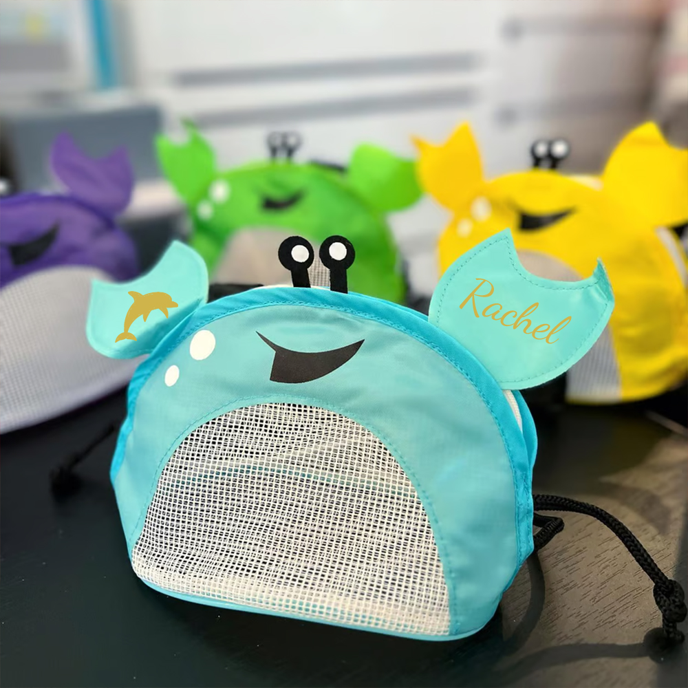 Personalized Crab Seashell Zipper Mesh Beach Bag | CWBeach111