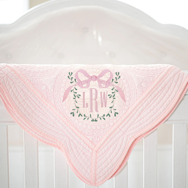 Personalized Embroidered Bow Monogram Knit Blanket for Comfort & Unique | CWBaby63