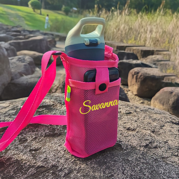Personalized Embroidery Mesh Water Bottle Pouch Bag | CWBeach141