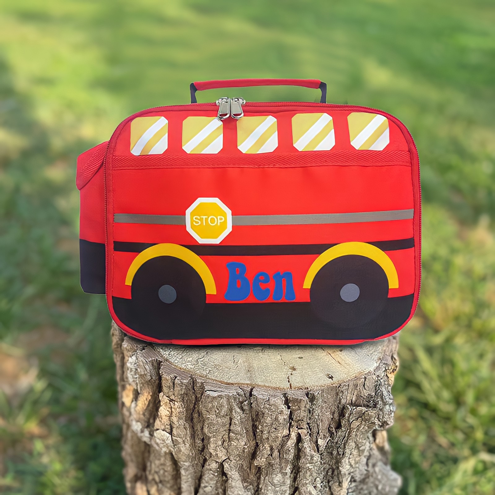 Personalized Embroidery 3D School Bus Insulation Lunch Box