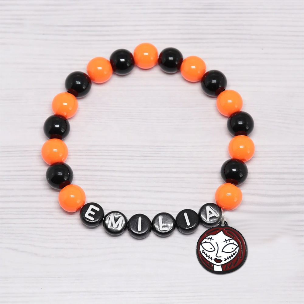 Personalized Halloween Bead Bracelet With Name | CWHalloween07