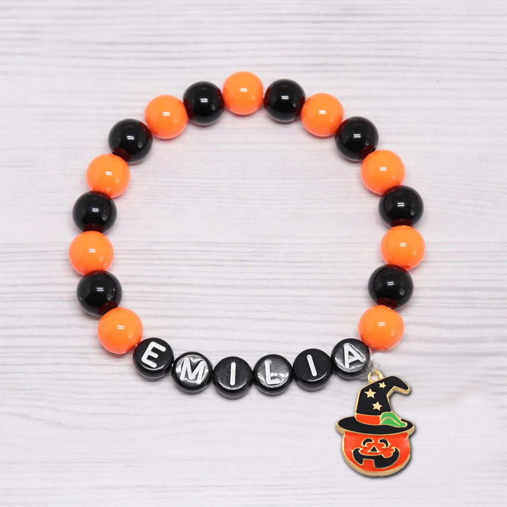 Personalized Halloween Bead Bracelet With Name | CWHalloween07