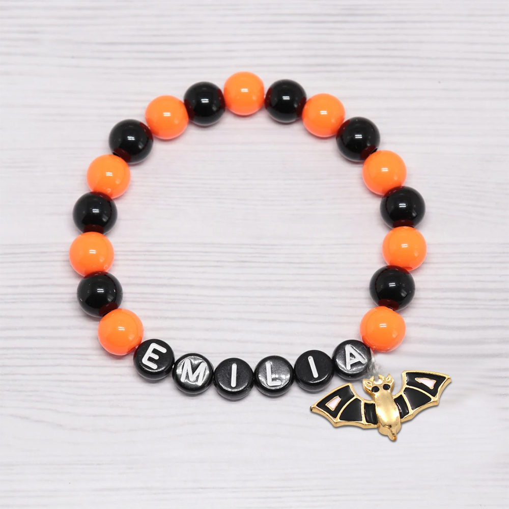 Personalized Halloween Bead Bracelet With Name | CWHalloween07