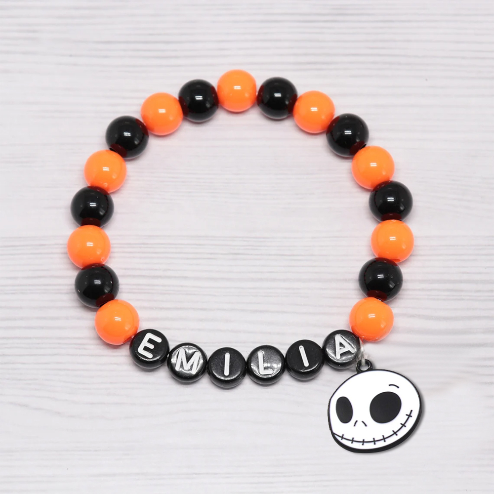 Personalized Halloween Bead Bracelet With Name | CWHalloween07