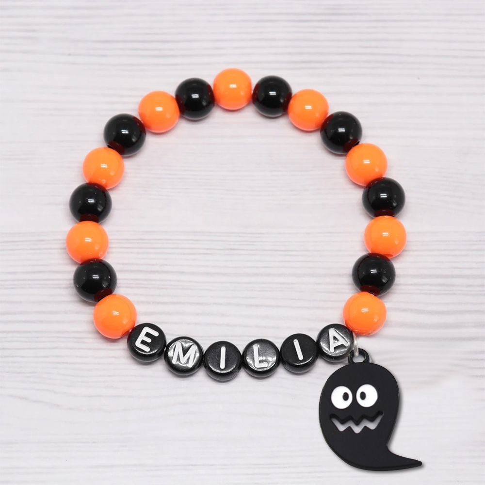 Personalized Halloween Bead Bracelet With Name | CWHalloween07