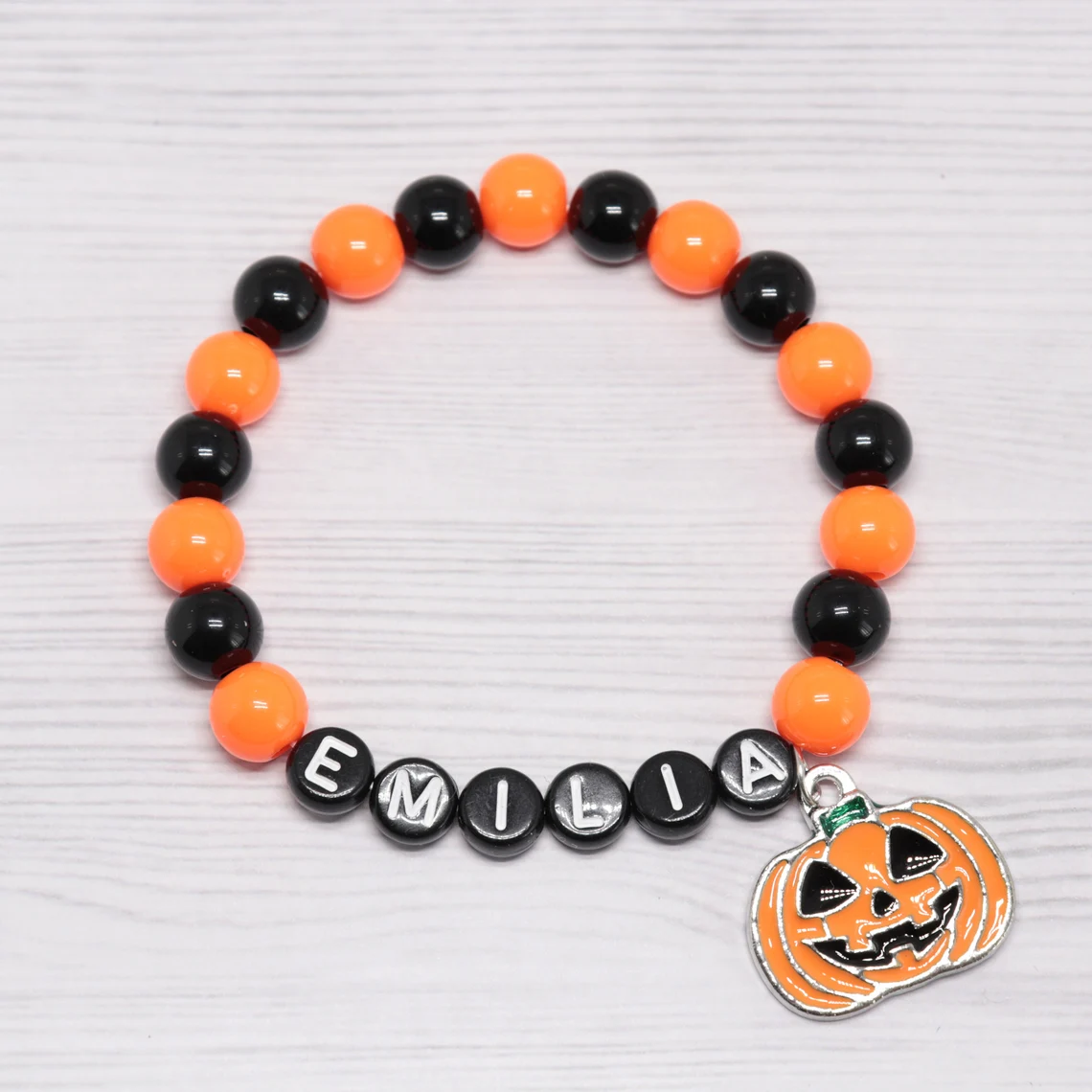 Personalized Halloween Bead Bracelet With Name | CWHalloween07