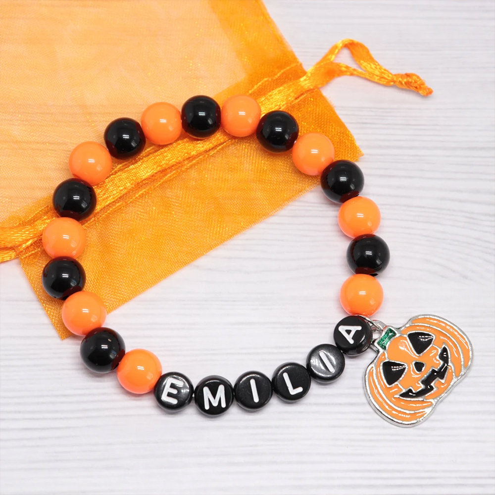 Personalized Halloween Bead Bracelet With Name | CWHalloween07