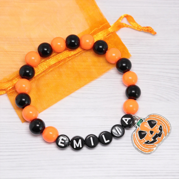Personalized Halloween Bead Bracelet With Name | CWHalloween07