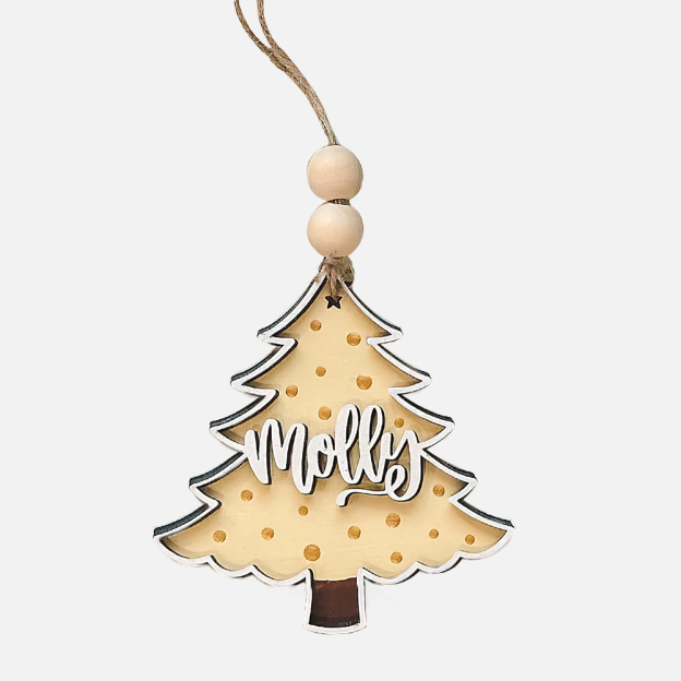 Personalized Colorful Christmas Tree Wood Ornament | MCGift69