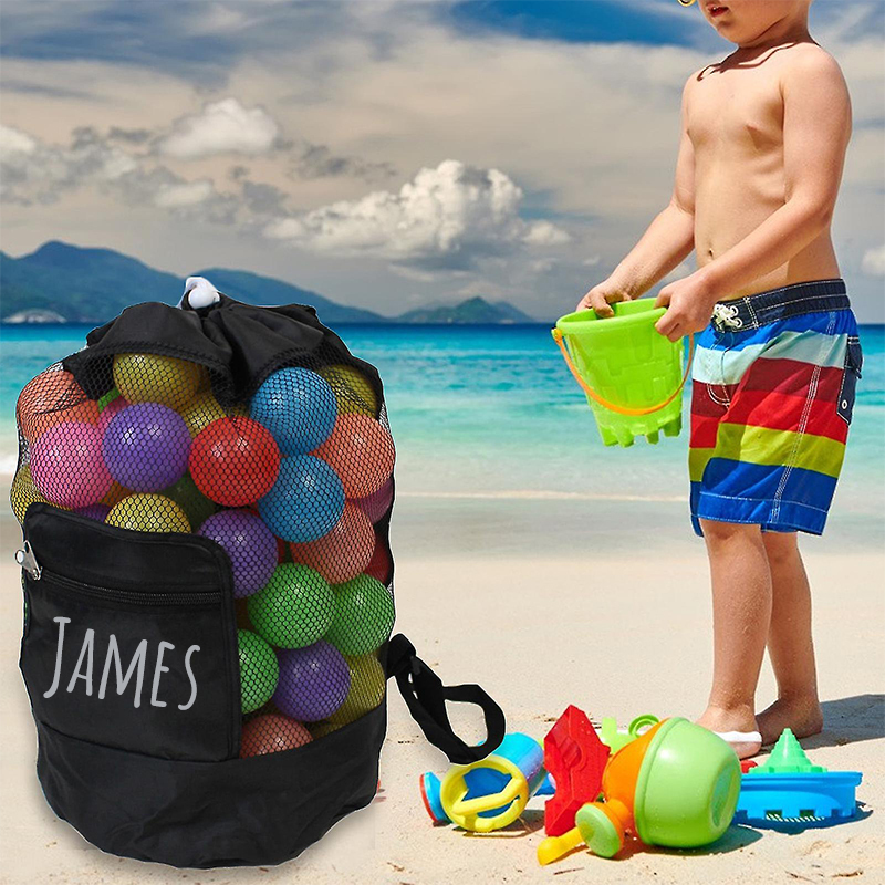 Personalized Portable Mesh Beach Foldable Drawstring Storage Bag | CWBeach95